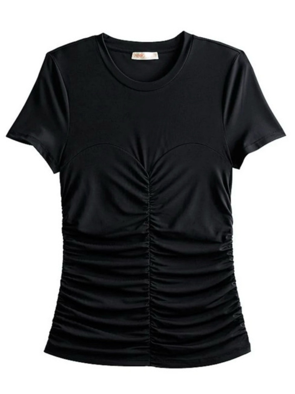 NWT Intempo Black Ruched Front Short Sleeve Top - Size Small